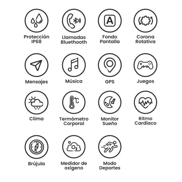 Reloj Inteligente 23 Luxe Negro - Malla Metálica Negra - Imagen 5