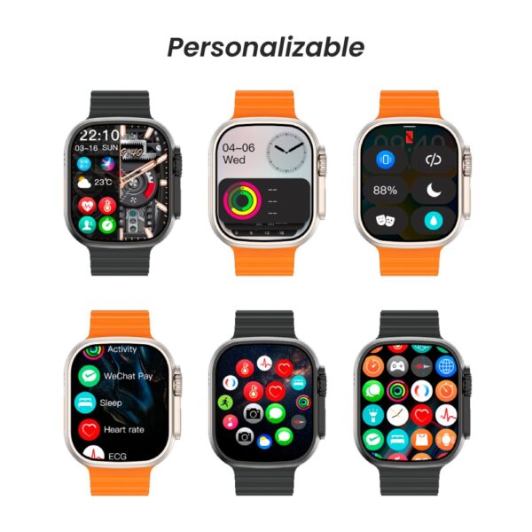 Reloj Inteligente Smartwatch 29 Ultra + Gold – Malla Ocean Blanca + Malla Deportiva Azul - Imagen 7