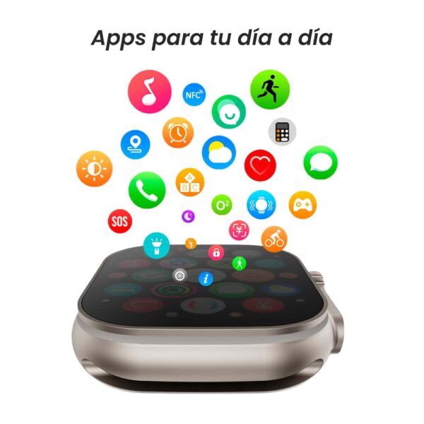 Reloj Inteligente Smartwatch 29 Ultra + Gold – Malla Ocean Blanca + Malla Deportiva Azul - Imagen 8